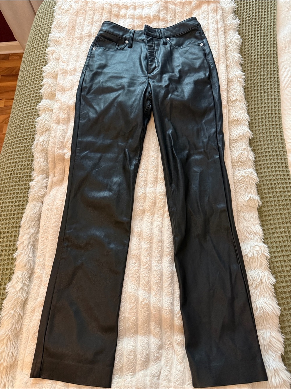 Express Black Faux Leather Flare Jeans